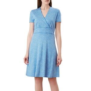 Hobbs London Darcie Blue White Polka Dot Wrap Dress Size US 4